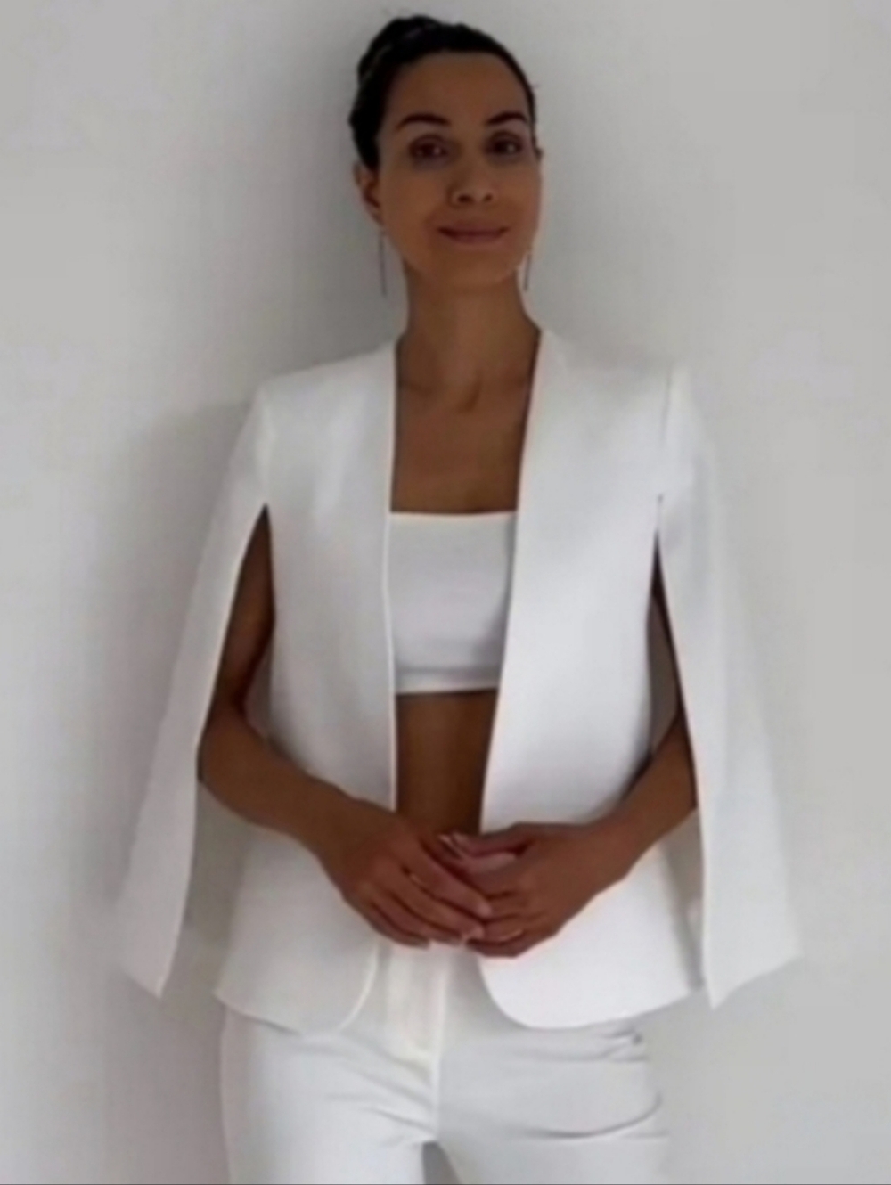 ZARA CAPE BLAZER WHITE SIZE L - Picture 14 of 15